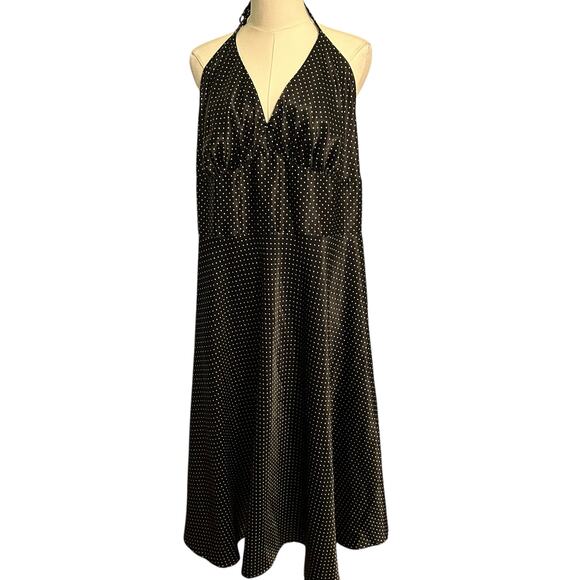 A.P.N.Y. II Dress SZ 20W Black White Polka Dots Babydoll Halter Flared Party - Picture 1 of 8